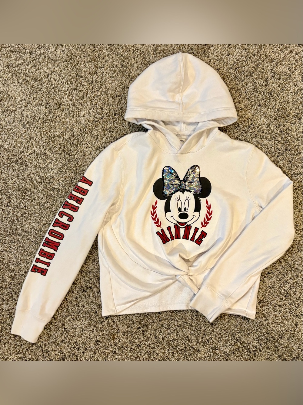 Abercrombie Kids Minnie Mouse Hoodie Sweatshirt Size 11 / 12 Sequins Disney